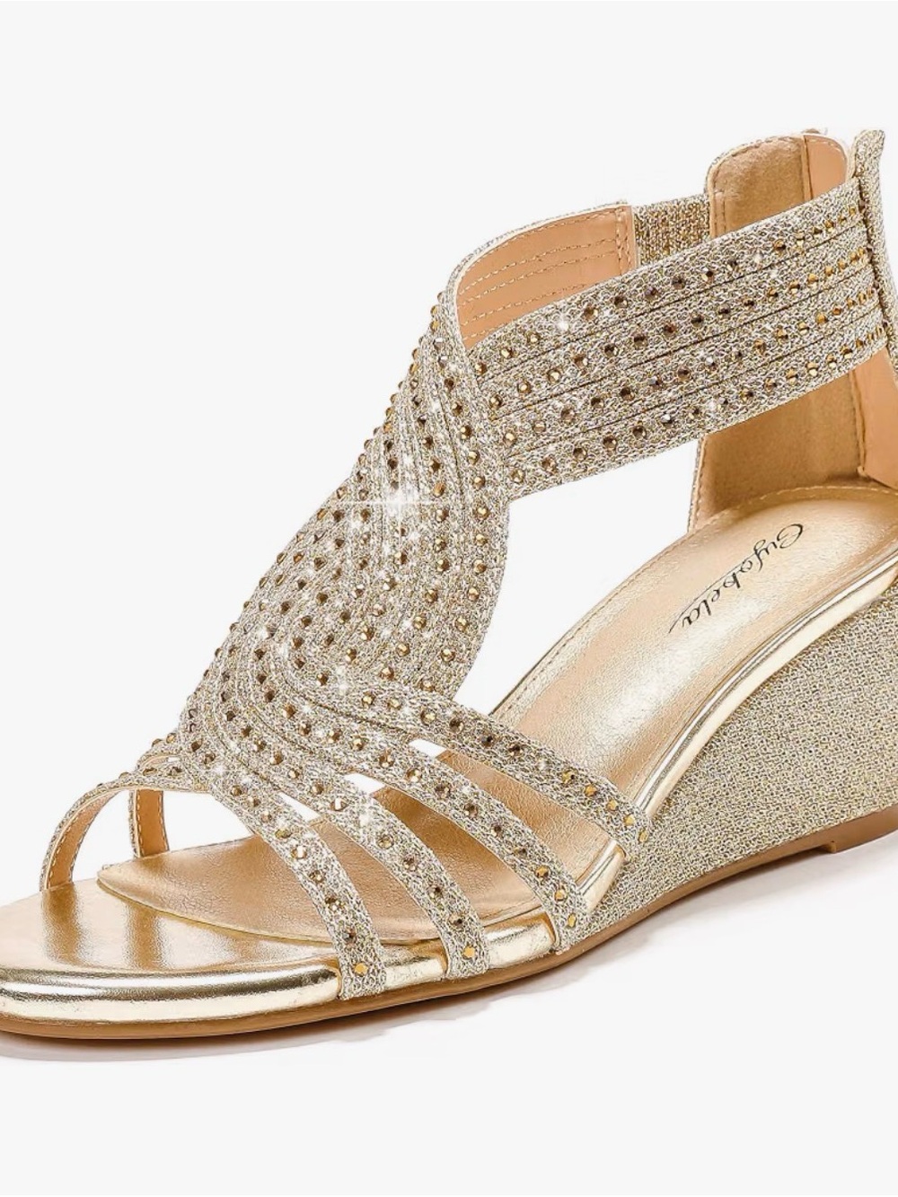 Women Wedge Sandals Sparkly Rhinestone Shoes